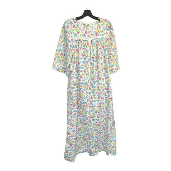 Vintage Miss Elaine Classics Floral Robe House Dress M Full Zip Lace Modest - Picture 4 of 15